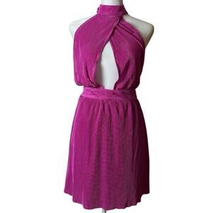 Sincerely Jules Elegant Pink Halter Open Front Detail Dress Sz M